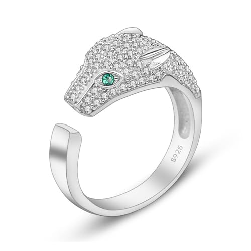 Lllunimon 925 Sterling Silber Einstellbare Offene Ring für Frauen Männer, Mode Leopard Panther Ringe für Geburtstag, Weihnachten, Jahrestag von Lllunimon