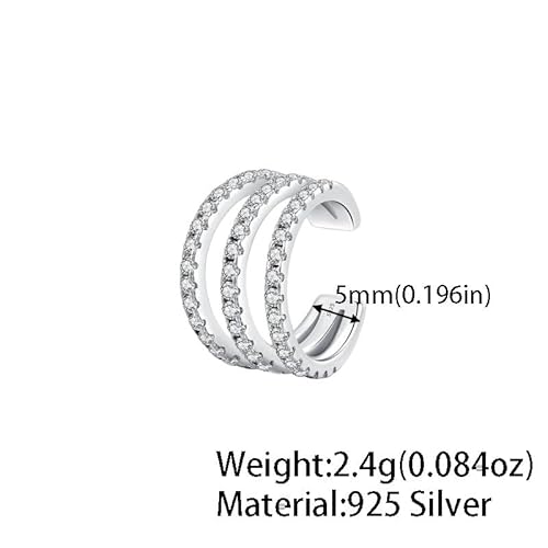 Lllunimon 925 Sterling Silber Frauen Ohrclips mehrreihige Diamant gestapelte Ohrknochenclips täglich cool Ohrpiercing Freund Geschenke,Silber von Lllunimon