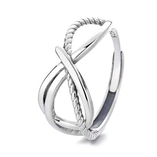 Lllunimon 925 Sterling Silber Kreuzring für Frauen Einfacher verstellbarer Zeigefingerring hypoallergener Sterlingsilberring für Freundin Tochter von Lllunimon