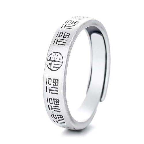 Lllunimon 925 Sterling Silber Lucky Fengshui Ring, klassisches Band Verstellbarer Fu Ring Schmuck Geschenk für Männer Frauen Familie Freunde,Polished von Lllunimon