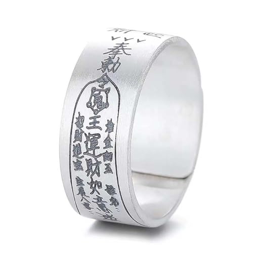 Lllunimon 925 Sterling Silber Lucky Wealth Talisman Ring, klassischer Bandring Fengshui Verstellbarer Schmuck Geschenk für Männer Frauen Familie Freunde,Wealth von Lllunimon