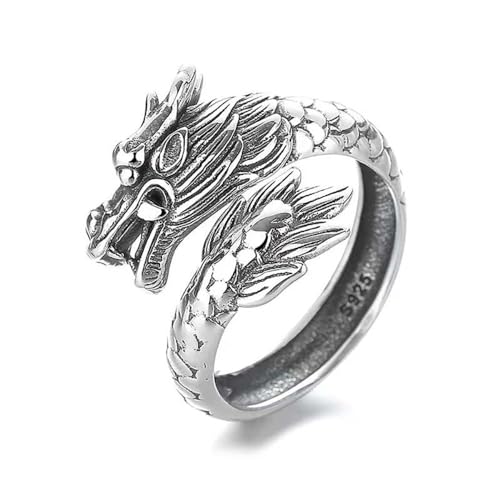 Lllunimon 925 Sterling Silber Wrap Dragon Ring Verstellbare Fengshui Dragon Ringe Punk Retro Cool Schmuck Geschenke für Frauen Männer von Lllunimon