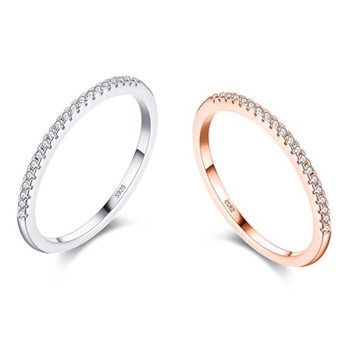 Lllunimon 925 Sterling Silber vergoldet Zirkonia Band Ring CZ Simulierter Diamant Halbe Ewigkeit Stapelbarer Ring Verlobung Eheringe für Frauen Mädchen,A,4 Lllunimon 925 Sterling Silber vergoldet Zirkonia Band Ring CZ Simulierter Diamant Halbe Ewigkeit Stapelbarer Ring Verlobung Eheringe für Frauen Mädchen,A,4 von Lllunimon
