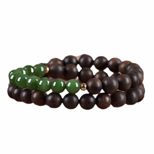 Lllunimon Adlerholz Armbänder Damen Stil Jade Armband Doppelschlaufe Perle für Männer 6mm/8 mm Holz Armbänder Perlen Armbänder Elastisches Yoga Armband,8MM von Lllunimon