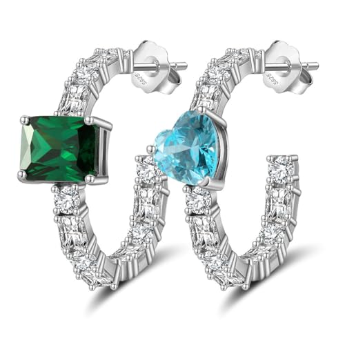 Lllunimon Asymmetrische Ohrringe aus 925er Sterlingsilber mit quadratischem Herz Wegweisende Accessoires Eleganter Persönlichkeitsstil Geschenke für den Alltag für Sie von Lllunimon