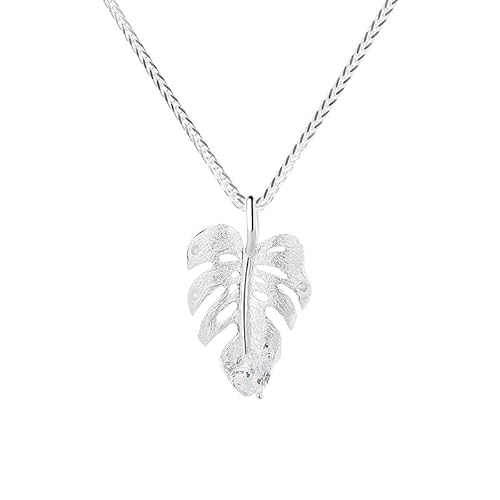 Lllunimon Blatt S925 Sterling Silber Halskette durchbrochen Monstera Anhänger verstellbare Kette Länge Schmuck Einfacher Stil Geschenke für den Alltag für Sie von Lllunimon