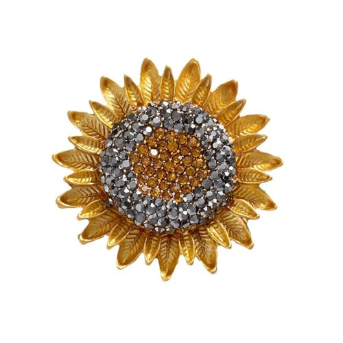 Lllunimon Blume Brosche Anstecknadeln für Frauen Männer Gold Sonnenblume Strass Handgemachte Elegante Broschen Anzug Hut Schal Kleid Tasche Zubehör von Lllunimon