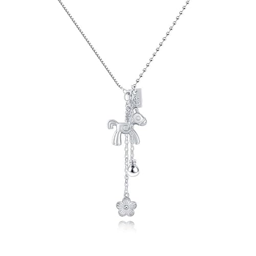 Lllunimon Blume Fransen S925 Sterling Silber Halskette Vintage Anhänger Verspielter und eleganter Stil Geschenke für den Alltag für Sie von Lllunimon