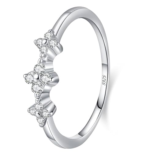 Lllunimon Blumenförmiger S925 Silberring mit Zirkonia-Einlage, schlichtes romantisches Schmuckstück für den täglichen Gebrauch, ein Geschenk für sie.,Size 6 von Lllunimon