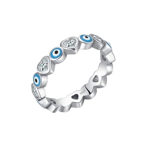 Lllunimon Bohemian Evil Eye Ring Damen 925 Sterling Silber Ring Stapelbar Wächtersymbol Alltagskleidung Jubiläumsgeschenk,B,Size 5 Lllunimon Bohemian Evil Eye Ring Damen 925 Sterling Silber Ring Stapelbar Wächtersymbol Alltagskleidung Jubiläumsgeschenk,B,Size 5 von Lllunimon