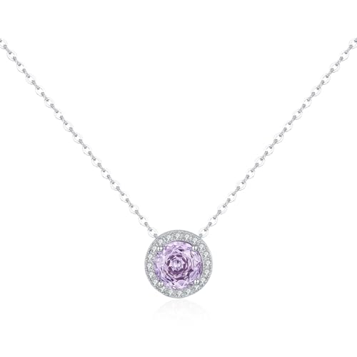 Lllunimon Damen 925 Sterling Silber Halskette Zarte Rose Zirkon Anhänger Halskette tägliche Kleidung Verlängerung Kette Mode Halskette Schmuck Geschenk von Lllunimon
