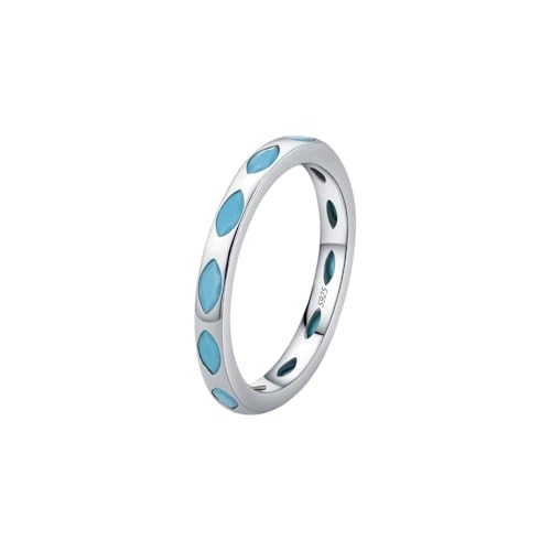 Lllunimon Damen S925 Silber Klee Türkis Liebesring bringt Glück Ring tägliche Kleidung Schmuck Geschenk,C,Size 9 von Lllunimon