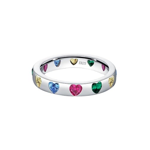 Lllunimon Damen S925 Silber Klee Türkis Liebesring bringt Glück Ring tägliche Kleidung Schmuck Geschenk,D,Size 8 von Lllunimon