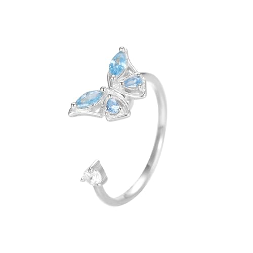Lllunimon Drehbarer Schmetterlingsring aus 925er Silber Mikrogefasster Diamantschmuck Exquisiter und eleganter Stil Geschenke für den Alltag für Sie,Silber Lllunimon Drehbarer Schmetterlingsring aus 925er Silber Mikrogefasster Diamantschmuck Exquisiter und eleganter Stil Geschenke für den Alltag für Sie,Silber von Lllunimon