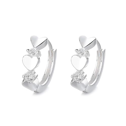 Lllunimon Dreidimensionale konkave Liebesherz S925 Ohrringe aus Sterlingsilber Exquisiter Zirkonia-Schmuck Eleganter und schlichter Persönlichkeitsstil Geschenke für den Alltag für Sie von Lllunimon