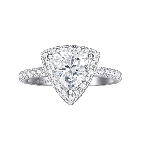 Lllunimon Dreiecks-Mainstein S925 Silberring, spiegelpolierte Verarbeitung, schlichte luxuriöse Schmuckstücke. Tägliches Tragen, ein Geschenk für sie.,Size 10 von Lllunimon