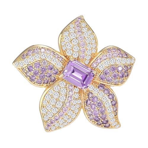 Lllunimon Elegante Lila Blume Brosche Kristall Strass Brosche Pins Für Frauen, Kleidung Kleid Zubehör Schmuck Party Geschenke Für Mama Frau von Lllunimon