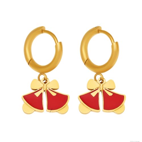 Lllunimon Emaille Glocke Ohrringe aus Edelstahl Vergoldeter Urlaubsanhänger Eleganter und süßer Stil Geschenke für den Alltag für Sie von Lllunimon