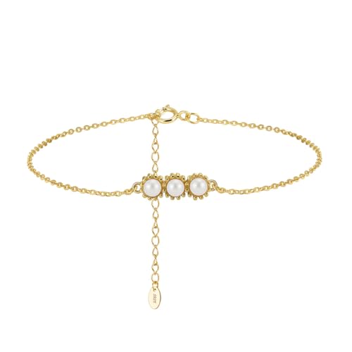 Lllunimon Erbschoten Anhänger Gold Perlenarmbänder Bohnenschoten Armband für Frauen Charm Armbänder Schmuck Erbse in einer Schote Armband für Frauen Mutter Tochter Geburtstagsgeschenke,Gold von Lllunimon