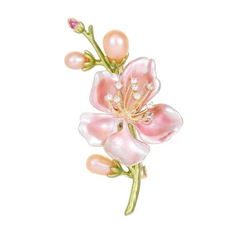 Lllunimon Exquisite Magnolie Blume Broschen Anstecknadeln Perle Blumen Brosche Kleid Kleidung Accessoires Schmuck Geschenk für Frauen,a von Lllunimon