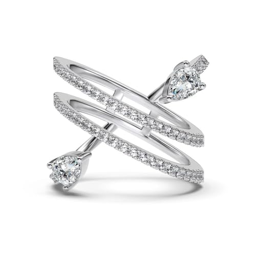 Lllunimon Exquisiter Schmetterling Liebe S925 Sterling Silber Ring mit Reihe von Diamanten Ovaler blauer Diamantring Geschenke für den Alltag für Sie,G,Size 6 von Lllunimon