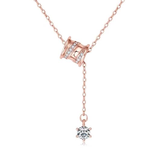 Lllunimon Fass Halskette für Frauen Roségold glänzende Halskette stapelbare Halskette Schmuck Geschenke für Ehefrau Freundin Tochter von Lllunimon