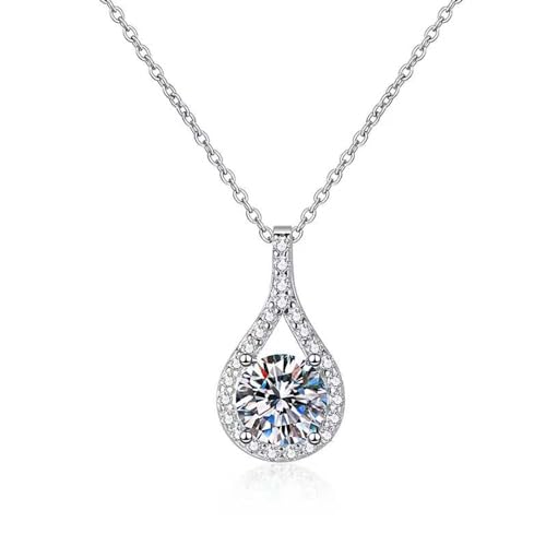 Lllunimon Frauen Wassertropfen Halskette 925 Sterling Silber Moissanit Halskette für Frauen Hochzeit Verlobung Halskette Schmuck Geschenke von Lllunimon