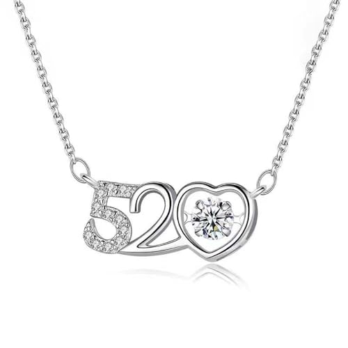 Lllunimon Funkelnde 520 Halskette Sterlingsilber Moissanit Halskette für Frauen Liebe Schmuck Geschenke für Ehefrau Freundin Tochter Mama von Lllunimon