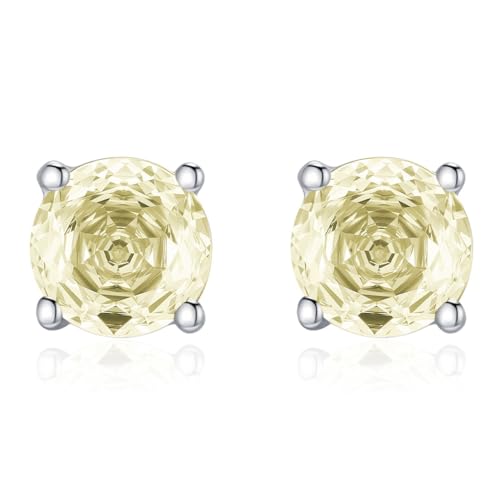 Lllunimon Gelbe Ohrringe aus 925er Sterlingsilber im Rosenschliff, handgefertigter Mikro-Intarsienschmuck, heller Stil Tägliche Kleidung, um ihr ein Geschenk zu machen,8MM von Lllunimon