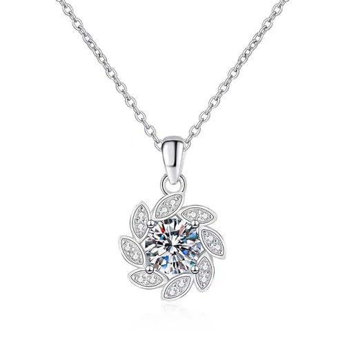 Lllunimon Glänzende Moissanit-Blumenhalskette Sterlingsilber Moissanit-Halskette für Frauen Ehefrau Freundin Hochzeit Verlobungshalskette von Lllunimon