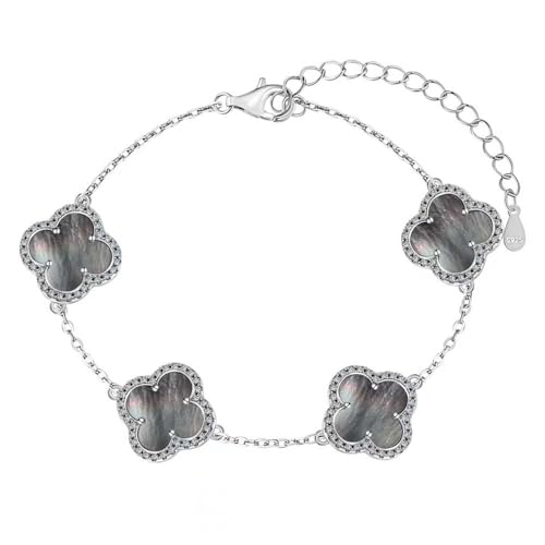 Lllunimon Glücksarmbänder für Frauen Männer Einzigartiges Vierblättriges Kleeblatt Armband Blau Rot Grün Lila Kleeblatt Armband 925 Sterling Silber Armband Schmuck Geschenke,C von Lllunimon