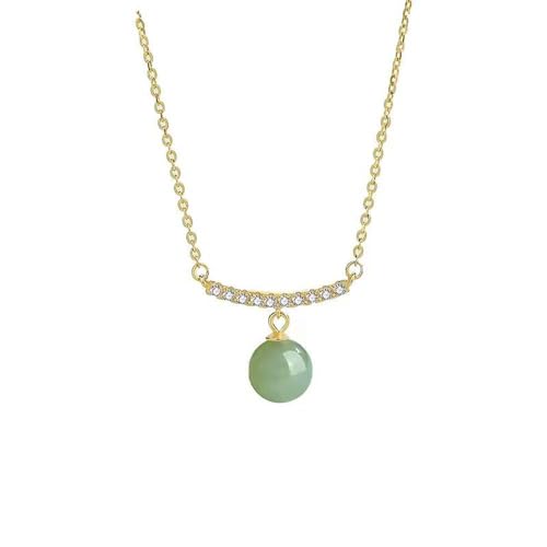 Lllunimon Grüne Jadeperle Halskette für Frauen Sterlingsilber vergoldet Halskette im chinesischen Stil Schmuck Geschenke für Ehefrau Freundin Tochter von Lllunimon