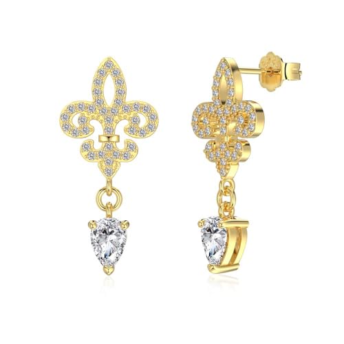 Lllunimon Iris Wassertropfen Zirkon 925 Sterling Silber Ohrringe Handgemachter Mikro-Intarsienschmuck Eleganter und romantischer Stil Geschenke für den Alltag für Sie,Gold von Lllunimon