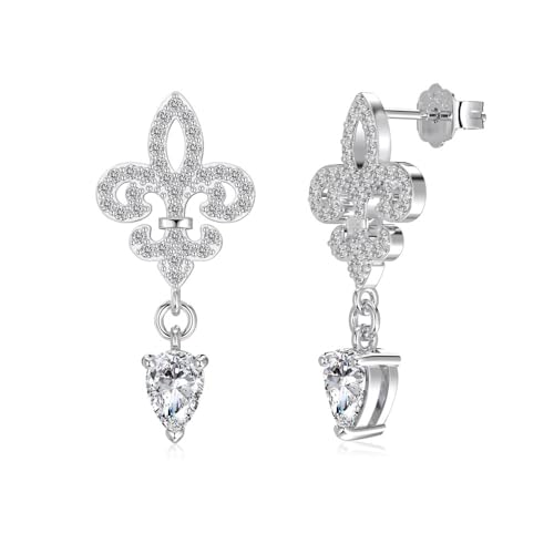 Lllunimon Iris Wassertropfen Zirkon 925 Sterling Silber Ohrringe Handgemachter Mikro-Intarsienschmuck Eleganter und romantischer Stil Geschenke für den Alltag für Sie,Silber von Lllunimon