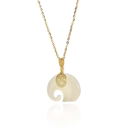 Lllunimon Jade Elefant Halskette Sterling Silber vergoldet Frauen Hetian Jade Halskette Fengshui Schmuck Geschenke für Frau Mama von Lllunimon