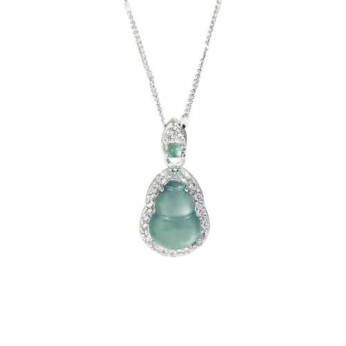 Lllunimon Jade-Kürbis-Halskette für Frauen Sterlingsilber Grün Jade-Halskette Verheißungsvoller Glücksschmuck Geschenk für Ehefrau Mutter Tochter von Lllunimon