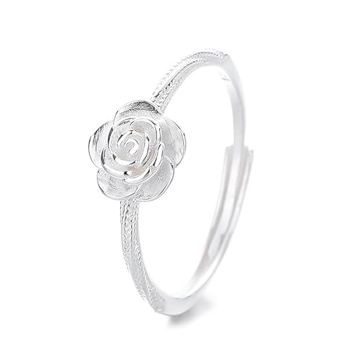 Lllunimon Kamelie S925 Silberring Eleganter Blumenform-Schmuck Modischer französischer Schmuck Tägliche Kleidung Ein Geschenk für sie von Lllunimon