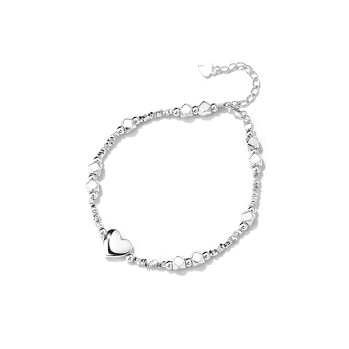 Lllunimon Klassische Liebe Herz Armband Sterling Silber Liebe Herz Charm Verstellbare Kette Armband für Frauen Liebe Herz Armband Armreif Mode Schmuck Geschenk von Lllunimon