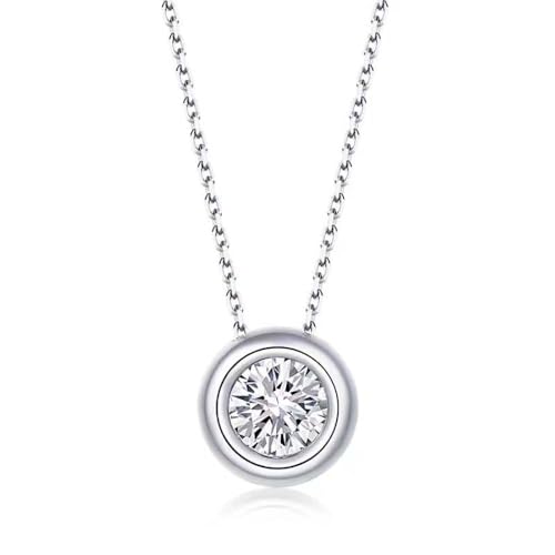 Lllunimon Klassische Moissanit-Halskette für Frauen Männer Sterlingsilber Single Stone Moissanit-Halskette Stapelbare Halskette für Tochter Freundin von Lllunimon