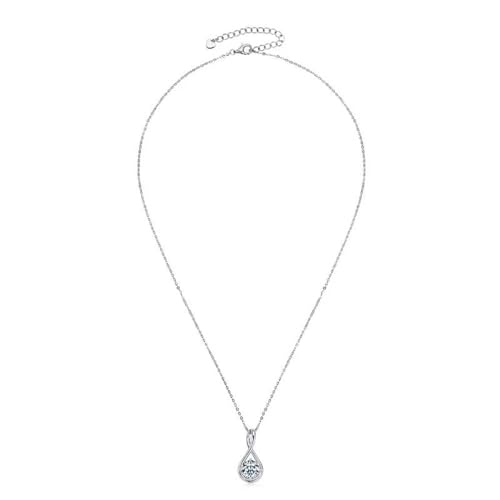 Lllunimon Klassische Moissanit-Halskette für Frauen Sterlingsilber Wassertropfen Moissanit-Halskette Hochzeit Verlobungshalskette Schmuck Geschenke von Lllunimon