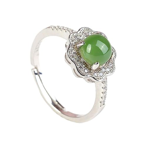 Lllunimon Lucky Münzen 925 Sterling Silber Ring Für Frauen, Natürlicher Grüner Jade -Ring Einzigartige Handgefertigte Handgefertigte Ringe, Offen Verstellbarer Ring Für Sie von Lllunimon
