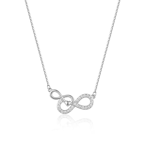 Lllunimon Mobius Ring Halskette Damen 925 Sterling Silber Halskette Unendlichkeit Symbol Anhänger Alltag Tragen Geschenk der ewigen Liebe,Silber von Lllunimon