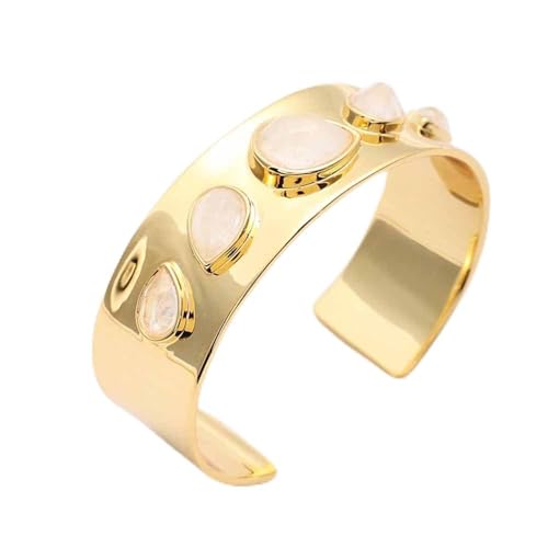 Lllunimon Mode Verstellbares Armband Faux White Jade Stein Armband Kupfer Offene Manschette Armband Klassisches Kristall Wassertropfen Öffnung Armband Lllunimon Mode Verstellbares Armband Faux White Jade Stein Armband Kupfer Offene Manschette Armband Klassisches Kristall Wassertropfen Öffnung Armband von Lllunimon