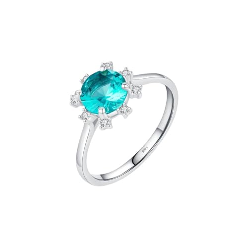 Lllunimon Modische Sonnenblumenform Damen Ring aus 925er Sterlingsilber Saphirring Layered Schmuck Eleganter Saphirschmuck Alltägliches Layering,A,Size 5 von Lllunimon