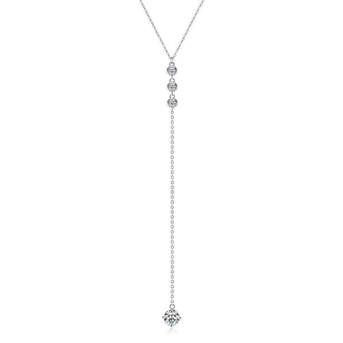 Lllunimon Moissanit-Halskette für Frauen 925 Sterlingsilber Moissanit-Y-Form-Halskette stapelbarer Schmuck Geschenke für Ehefrau Mutter Tochter von Lllunimon