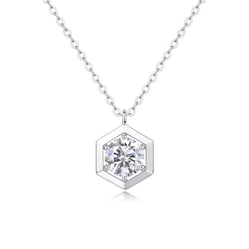 Lllunimon Moissanit-Halskette für Frauen Sterlingsilber Moissanit-stapelbare Halskette funkelnder Schmuck Geschenke für Ehefrau Mutter Tochter von Lllunimon