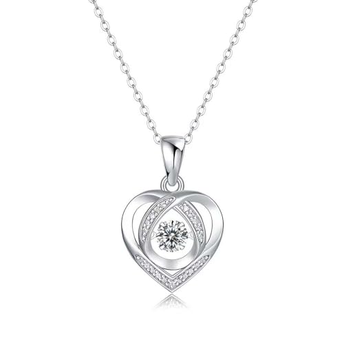 Lllunimon Moissanit Herz Halskette Sterling Silber Herz Halskette Moissanit Halskette für Frauen Liebe Schmuck Geschenke für Ehefrau Freundin Mama von Lllunimon