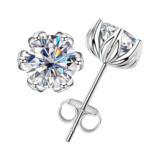 Lllunimon Moissanit-Ohrstecker für Frauen Männer Sterlingsilber Moissanit-Lotusblume Ohrstecker hypoallergener funkelnder Schmuck Geschenk von Lllunimon