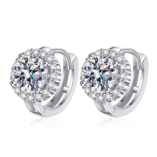 Lllunimon Moissanite Creolen 925 Sterling Silber Runde Moissanite Kleine Creolen Huggie Ohrringe für Frauen Männer Schmuck Geschenk von Lllunimon