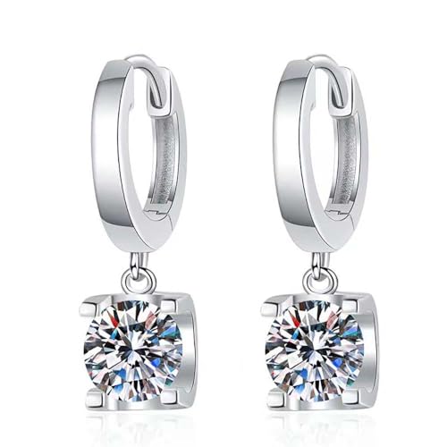 Lllunimon Moissanite Creolen Ohrhänger Sterlingsilber quadratisch Moissanite Hängeohrringe für Männer Frauen Muttertag von Lllunimon